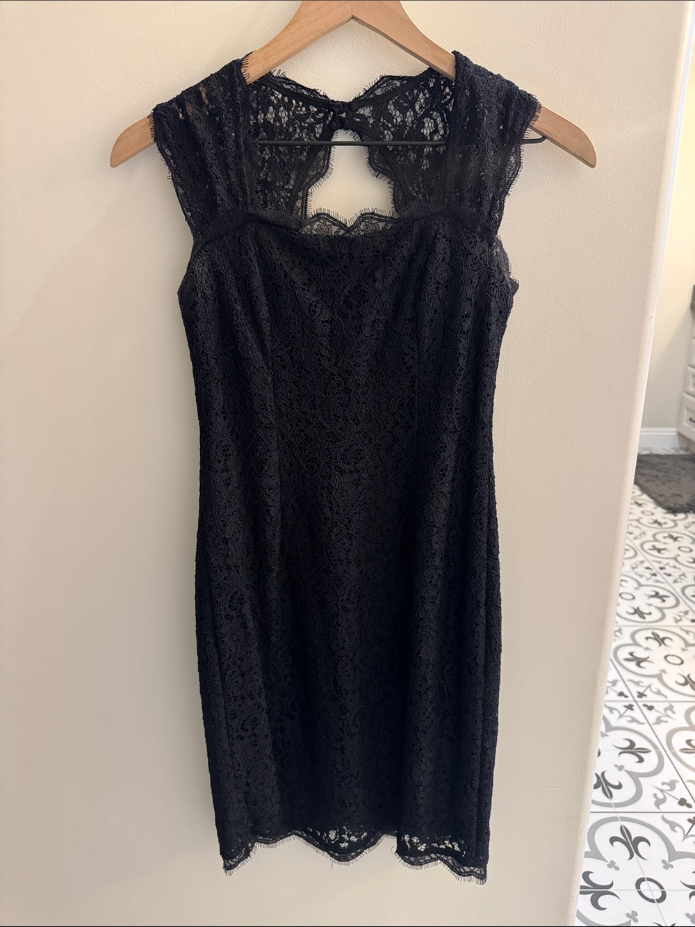 Adrianna Papell Black Lace Midi Sheath Dress